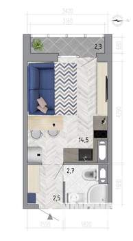 Студия квартира, вторичка, 21м2, 14/18 этаж