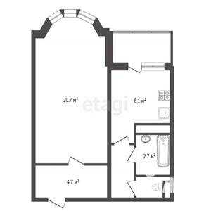 1-к квартира, вторичка, 41м2, 4/10 этаж