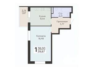 1-к квартира, вторичка, 40м2, 11/20 этаж