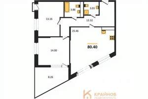2-к квартира, сданный дом, 77м2, 13/21 этаж