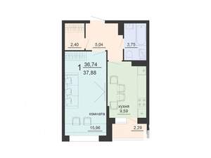 1-к квартира, вторичка, 38м2, 12/20 этаж