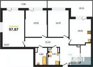 3-к квартира, вторичка, 98м2, 17/23 этаж