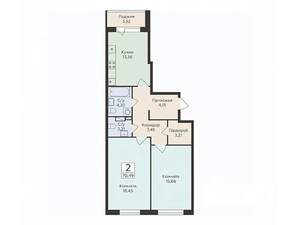 2-к квартира, вторичка, 70м2, 4/16 этаж
