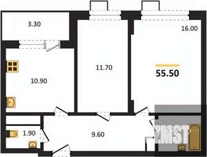 2-к квартира, вторичка, 56м2, 8/13 этаж