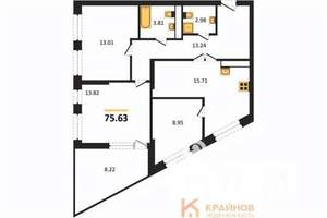 3-к квартира, сданный дом, 76м2, 3/21 этаж