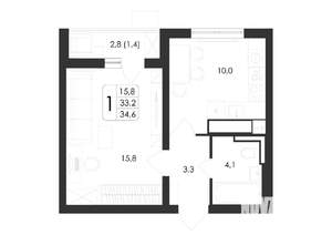 1-к квартира, вторичка, 35м2, 16/19 этаж