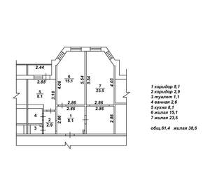 2-к квартира, вторичка, 61м2, 1/10 этаж