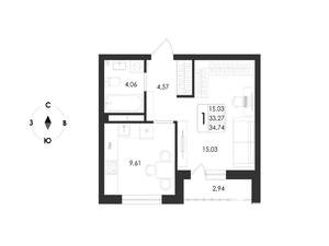 1-к квартира, вторичка, 35м2, 16/17 этаж