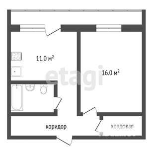 1-к квартира, вторичка, 40м2, 14/17 этаж