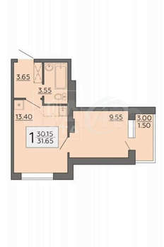 1-к квартира, вторичка, 32м2, 3/19 этаж