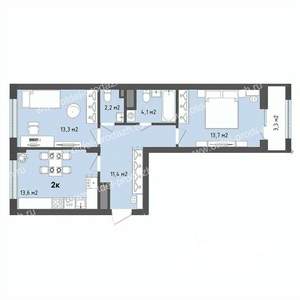2-к квартира, строящийся дом, 60м2, 8/13 этаж