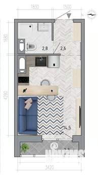 Студия квартира, вторичка, 21м2, 11/18 этаж