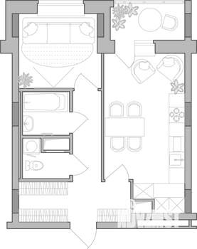 1-к квартира, строящийся дом, 42м2, 8/10 этаж