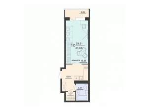 Студия квартира, вторичка, 31м2, 12/20 этаж