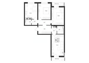 3-к квартира, вторичка, 89м2, 4/17 этаж