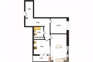 2-к квартира, вторичка, 58м2, 10/25 этаж