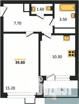 1-к квартира, вторичка, 40м2, 6/13 этаж