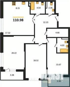 3-к квартира, вторичка, 111м2, 3/24 этаж
