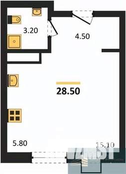 Студия квартира, вторичка, 29м2, 9/13 этаж