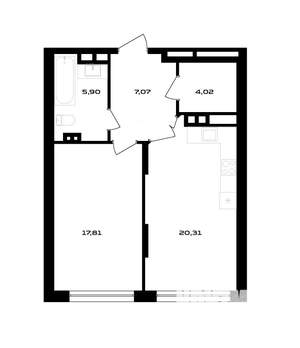 1-к квартира, вторичка, 55м2, 2/4 этаж