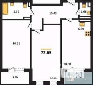 2-к квартира, вторичка, 73м2, 15/24 этаж