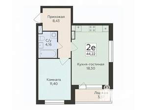 2-к квартира, вторичка, 44м2, 7/18 этаж