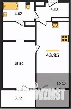 1-к квартира, вторичка, 44м2, 8/18 этаж