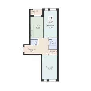 2-к квартира, вторичка, 66м2, 9/18 этаж