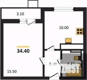 1-к квартира, вторичка, 34м2, 10/19 этаж