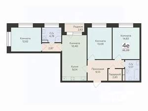 4-к квартира, вторичка, 87м2, 9/24 этаж