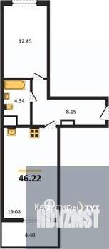 1-к квартира, вторичка, 46м2, 12/18 этаж
