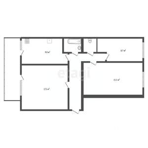 3-к квартира, вторичка, 66м2, 1/2 этаж