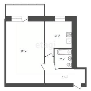 1-к квартира, вторичка, 31м2, 5/5 этаж