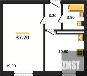 1-к квартира, вторичка, 37м2, 1/17 этаж