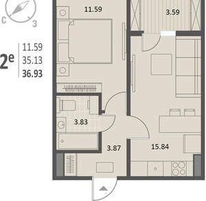 1-к квартира, вторичка, 37м2, 5/18 этаж