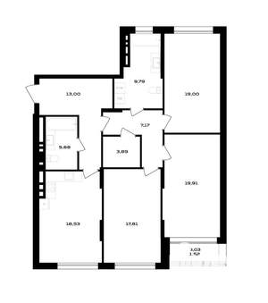 3-к квартира, вторичка, 115м2, 3/4 этаж