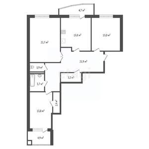 3-к квартира, сданный дом, 98м2, 11/16 этаж