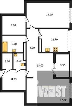 2-к квартира, вторичка, 93м2, 22/25 этаж