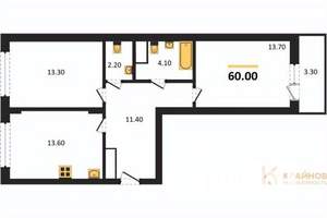 2-к квартира, вторичка, 60м2, 2/13 этаж