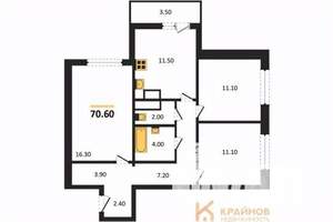 3-к квартира, вторичка, 71м2, 7/25 этаж