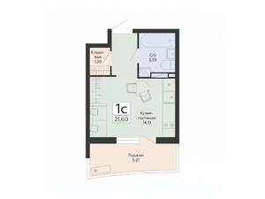 Студия квартира, строящийся дом, 22м2, 2/13 этаж