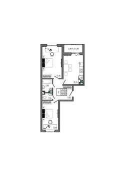 2-к квартира, строящийся дом, 65м2, 8/17 этаж