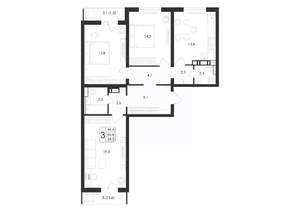 3-к квартира, вторичка, 90м2, 15/17 этаж