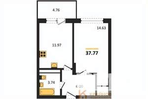 1-к квартира, вторичка, 38м2, 13/18 этаж