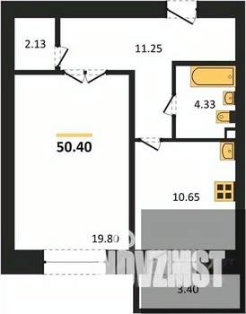 1-к квартира, вторичка, 50м2, 1/16 этаж