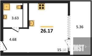 Студия квартира, вторичка, 26м2, 2/21 этаж
