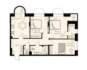 3-к квартира, вторичка, 82м2, 2/5 этаж