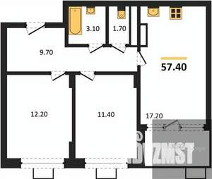 2-к квартира, вторичка, 57м2, 2/14 этаж