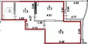 2-к квартира, вторичка, 50м2, 17/18 этаж