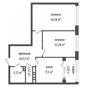 2-к квартира, вторичка, 56м2, 10/18 этаж